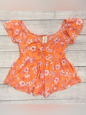 Orange Floral Top